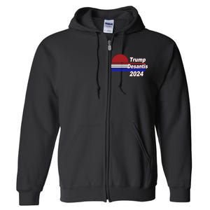 Trump Desantis 2024 Red White And Blue Simple Full Zip Hoodie