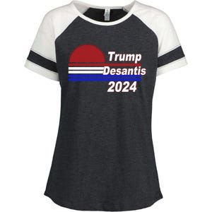 Trump Desantis 2024 Red White And Blue Simple Enza Ladies Jersey Colorblock Tee