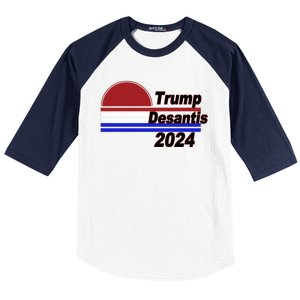 Trump Desantis 2024 Red White And Blue Simple Baseball Sleeve Shirt