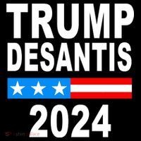 Trump Desantis 2024 US Flag High Crown Mesh Back Trucker Hat