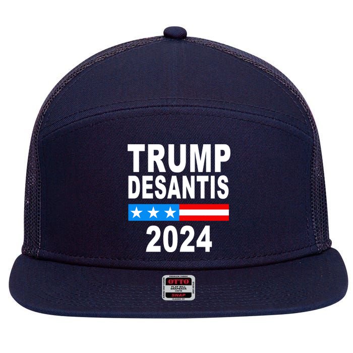 Trump Desantis 2024 US Flag 7 Panel Mesh Trucker Snapback Hat