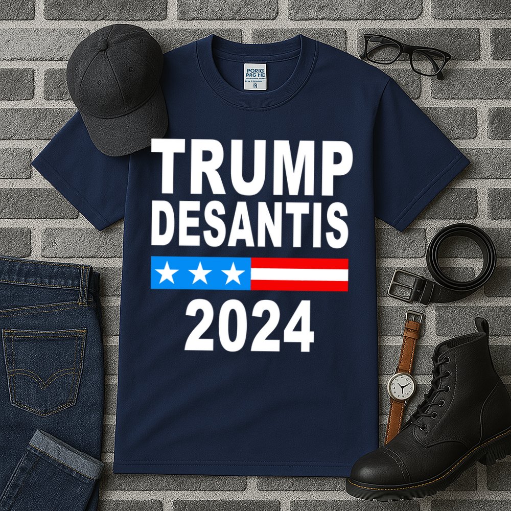 Trump Desantis 2024 US Flag Tall T-Shirt
