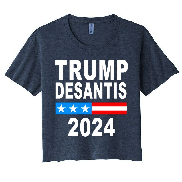 Trump Desantis 2024 US Flag Women's Crop Top Tee