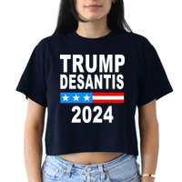Trump Desantis 2024 US Flag Women's Crop Top Tee