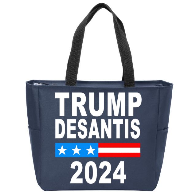 Trump Desantis 2024 US Flag Zip Tote Bag