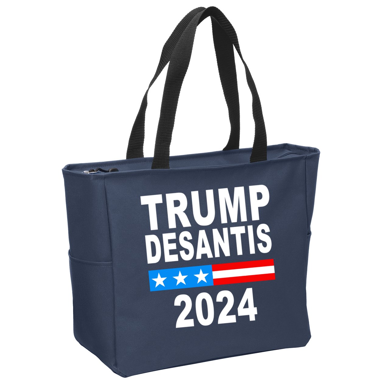 Trump Desantis 2024 US Flag Zip Tote Bag