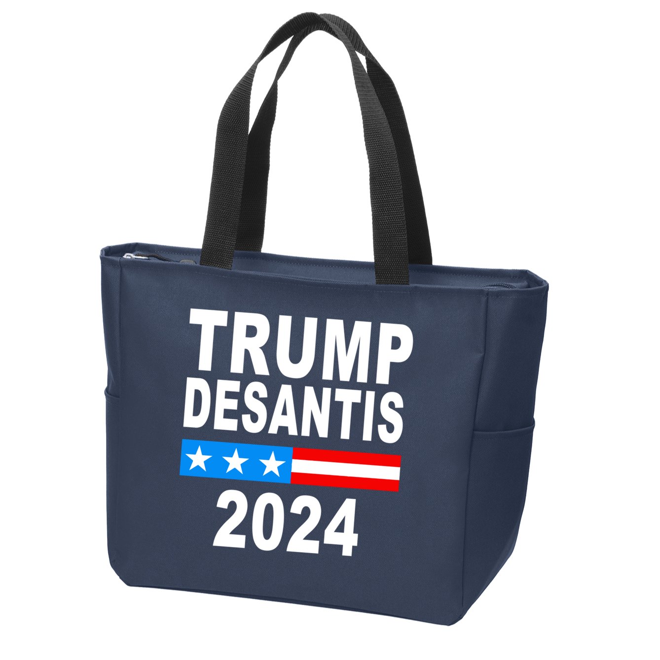 Trump Desantis 2024 US Flag Zip Tote Bag