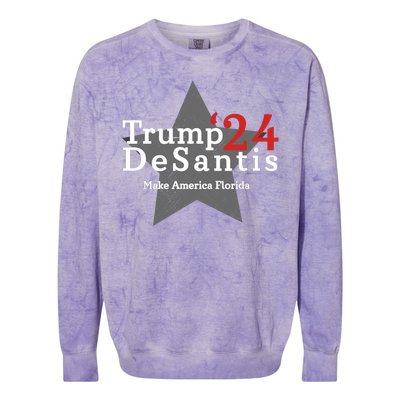 Trump DeSantis 24 Make America Florida Colorblast Crewneck Sweatshirt