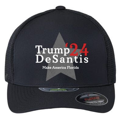 Trump DeSantis 24 Make America Florida Flexfit Unipanel Trucker Cap