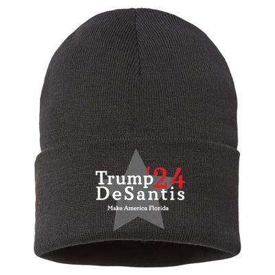 Trump DeSantis 24 Make America Florida Sustainable Knit Beanie