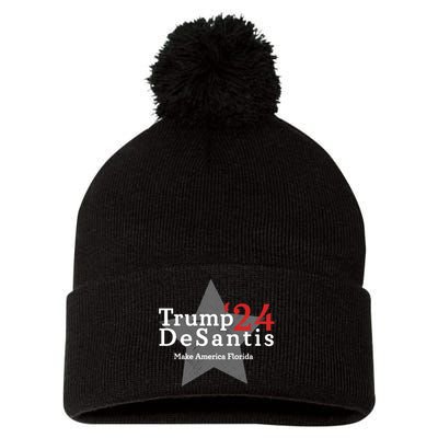 Trump DeSantis 24 Make America Florida Pom Pom 12in Knit Beanie