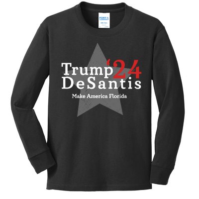 Trump DeSantis 24 Make America Florida Kids Long Sleeve Shirt