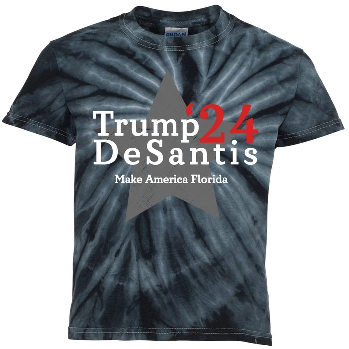 Trump DeSantis 24 Make America Florida Kids Tie-Dye T-Shirt