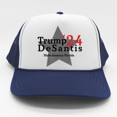 Trump DeSantis 24 Make America Florida Trucker Hat