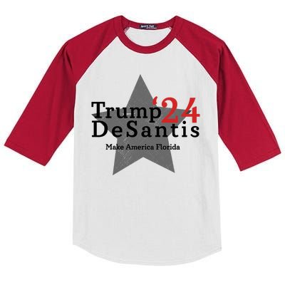 Trump DeSantis 24 Make America Florida Kids Colorblock Raglan Jersey