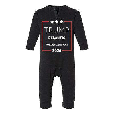 Trump Desantis Take America Back Again 2024 Infant Fleece One Piece