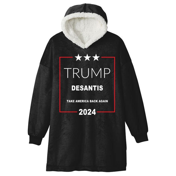 Trump Desantis Take America Back Again 2024 Hooded Wearable Blanket