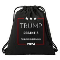 Trump Desantis Take America Back Again 2024 Drawstring Bag