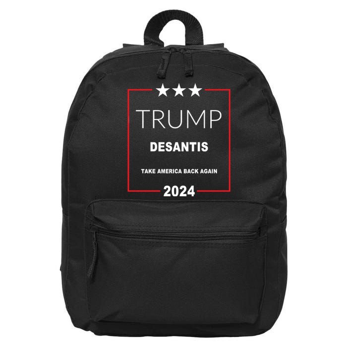 Trump Desantis Take America Back Again 2024 16 in Basic Backpack