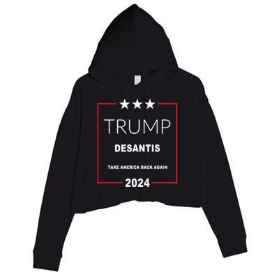 Trump Desantis Take America Back Again 2024 Crop Fleece Hoodie