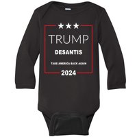 Trump Desantis Take America Back Again 2024 Baby Long Sleeve Bodysuit