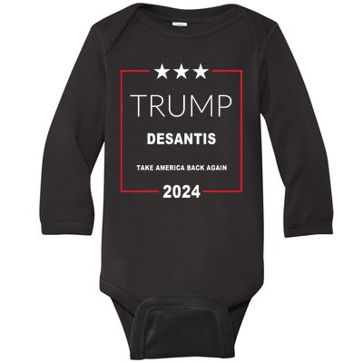 Trump Desantis Take America Back Again 2024 Baby Long Sleeve Bodysuit