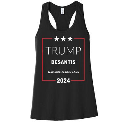 Trump Desantis Take America Back Again 2024 Women's Racerback Tank