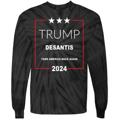 Trump Desantis Take America Back Again 2024 Tie-Dye Long Sleeve Shirt