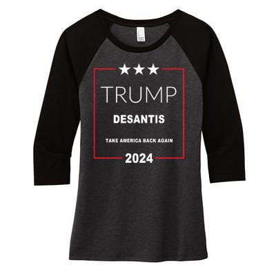 Trump Desantis Take America Back Again 2024 Women's Tri-Blend 3/4-Sleeve Raglan Shirt