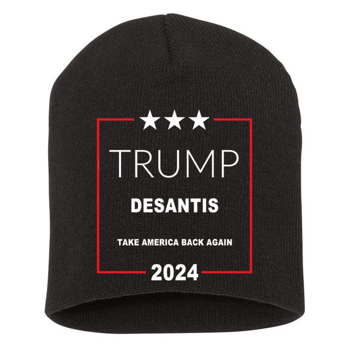 Trump Desantis Take America Back Again 2024 Short Acrylic Beanie