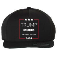 Trump Desantis Take America Back Again 2024 Wool Snapback Cap