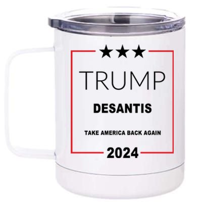 Trump Desantis Take America Back Again 2024 12 oz Stainless Steel Tumbler Cup