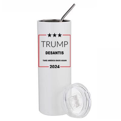 Trump Desantis Take America Back Again 2024 Stainless Steel Tumbler