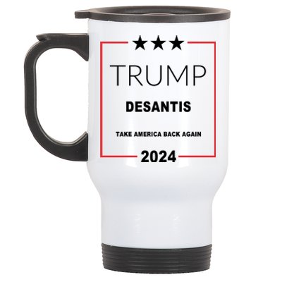 Trump Desantis Take America Back Again 2024 Stainless Steel Travel Mug