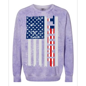 Trump Distressed USA Flag Colorblast Crewneck Sweatshirt