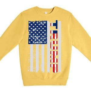 Trump Distressed USA Flag Premium Crewneck Sweatshirt