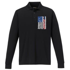 Trump Distressed USA Flag Performance Long Sleeve Polo