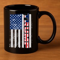 Trump Distressed USA Flag 11oz C Handle Ceramic Mug