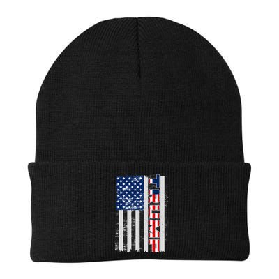 Trump Distressed USA Flag Knit Cap Winter Beanie