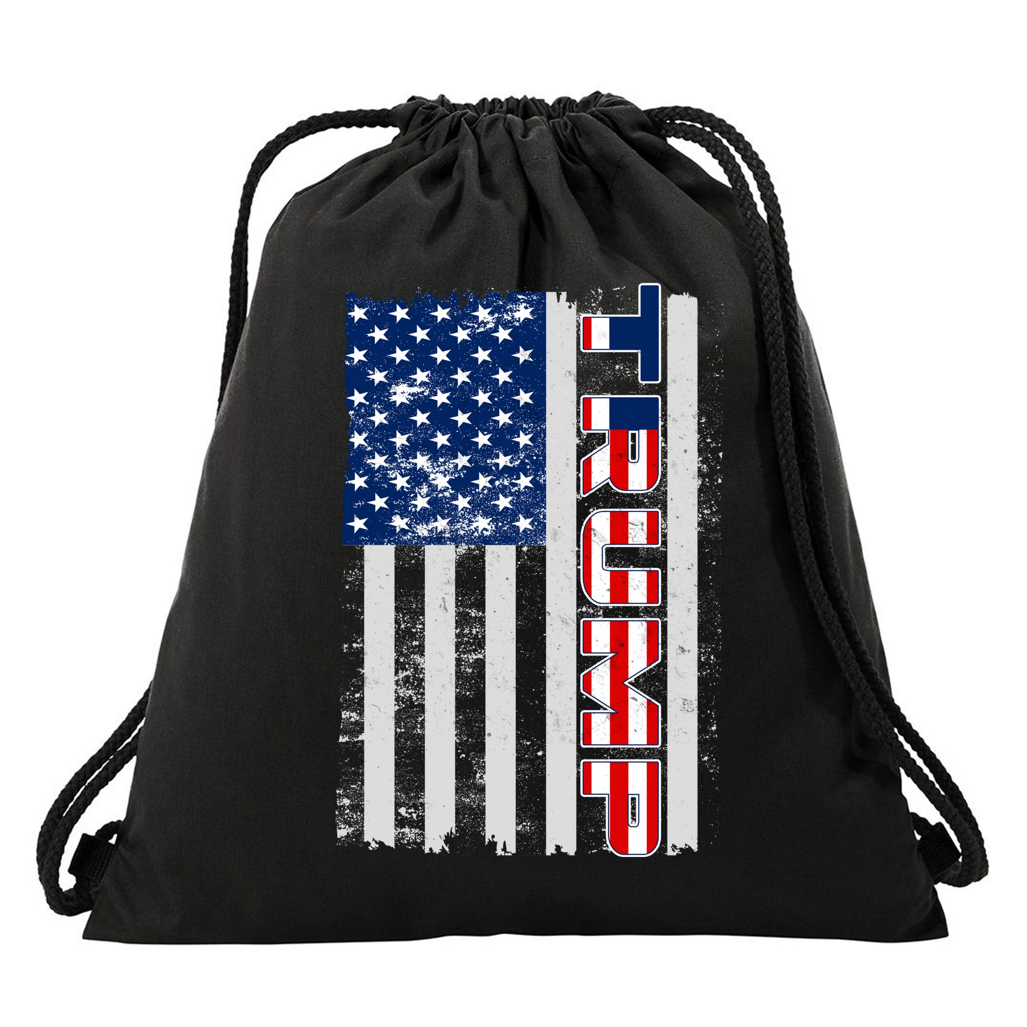 Trump Distressed USA Flag Drawstring Bag