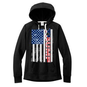 Trump Distressed USA Flag Women's Fleece Hoodie