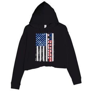 Trump Distressed USA Flag Crop Fleece Hoodie