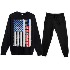 Trump Distressed USA Flag Premium Crewneck Sweatsuit Set