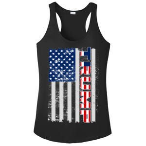 Trump Distressed USA Flag Ladies PosiCharge Competitor Racerback Tank