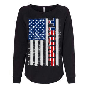 Trump Distressed USA Flag Womens California Wash Sweatshirt