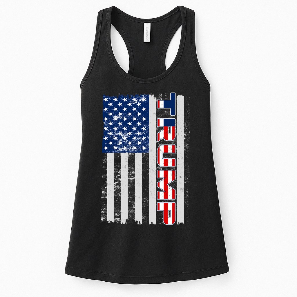 Trump Distressed USA Flag Womens Tank Top