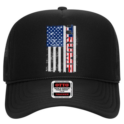 Trump Distressed USA Flag Trucker Hat