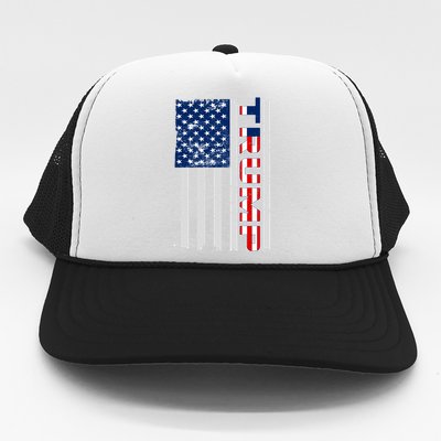 Trump Distressed USA Flag Trucker Hat