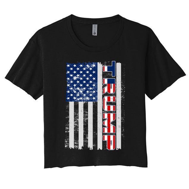 Trump Distressed USA Flag Crop Top