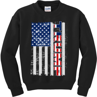 Trump Distressed USA Flag Kids Sweatshirt
